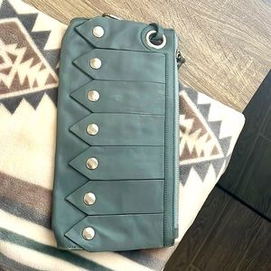 Cole Hann blueish gray leather clutch - wallet - bag *unique find
